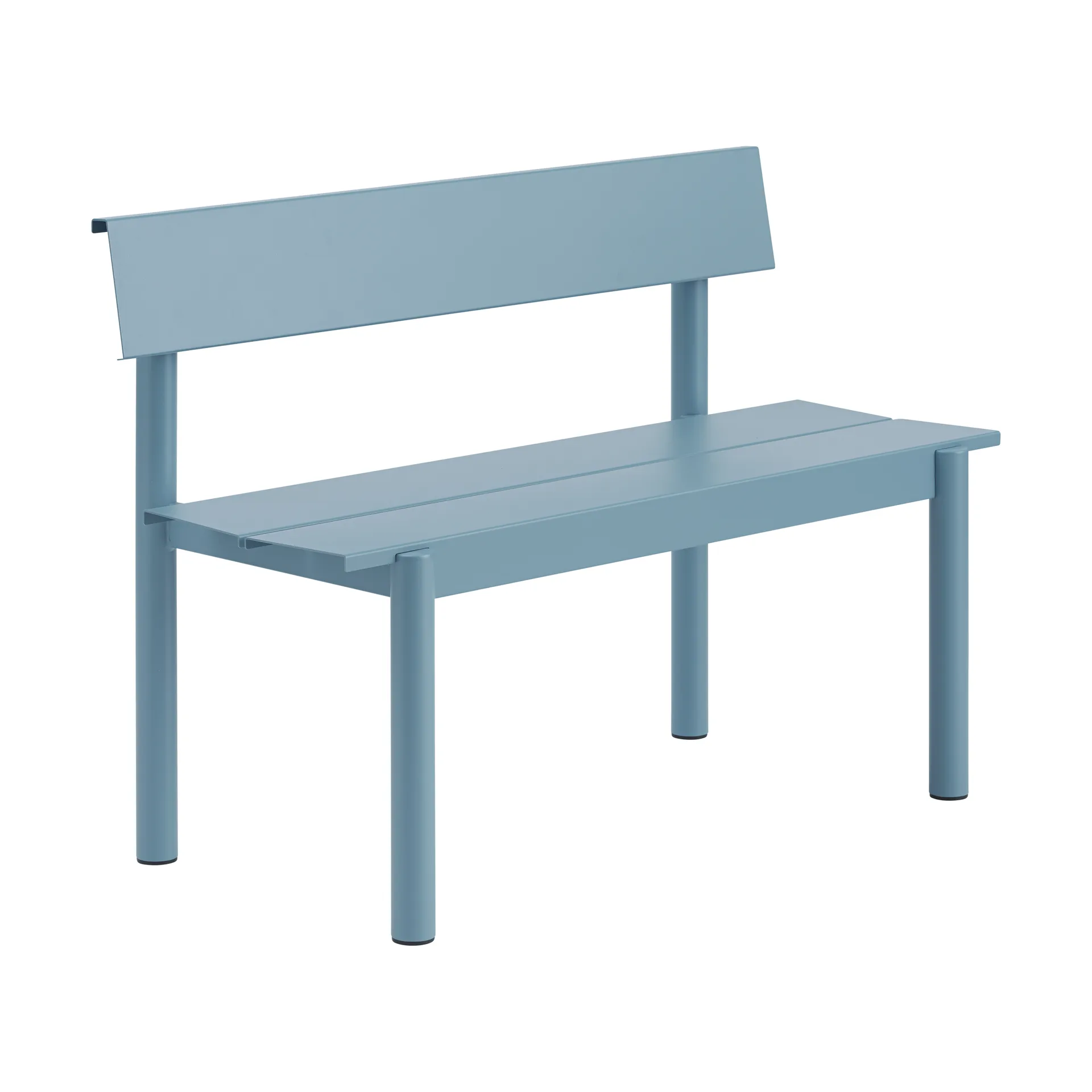 Banco Linear Steel con respaldo, Azul pálido, 110×34 cm Muuto