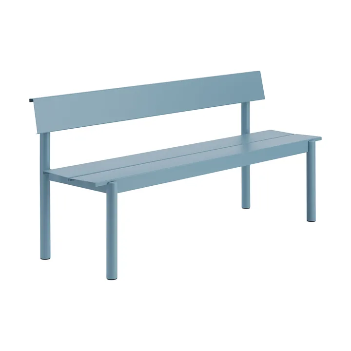 Banco Linear Steel con respaldo - Azul pálido, 170x34 cm - Muuto