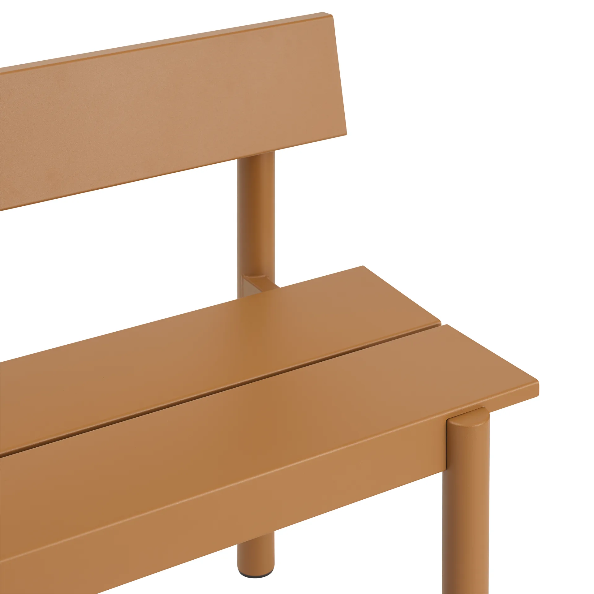 Banco Linear Steel con respaldo, Naranja quemado, 110×34 cm Muuto