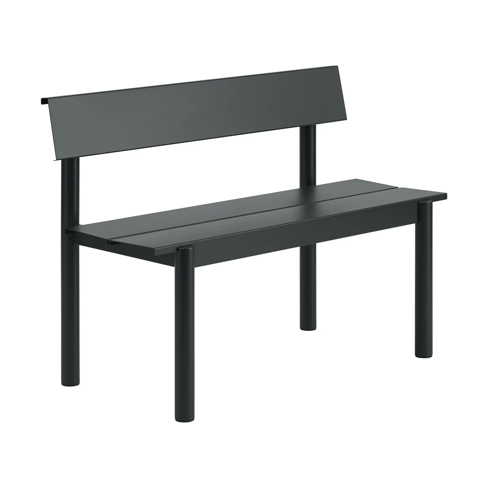 Banco Linear Steel con respaldo, Negro, 110×34 cm Muuto