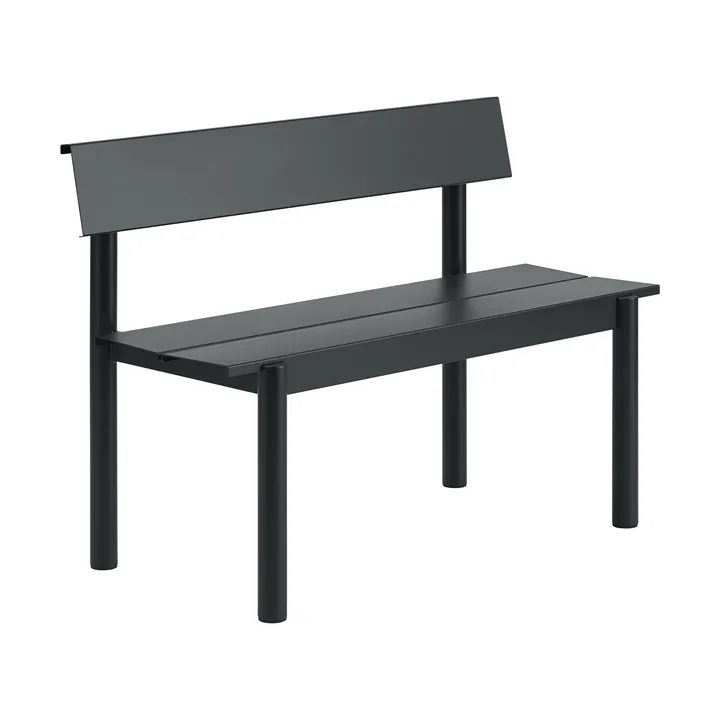 Banco Linear Steel con respaldo - Negro, 110×34 cm - Muuto
