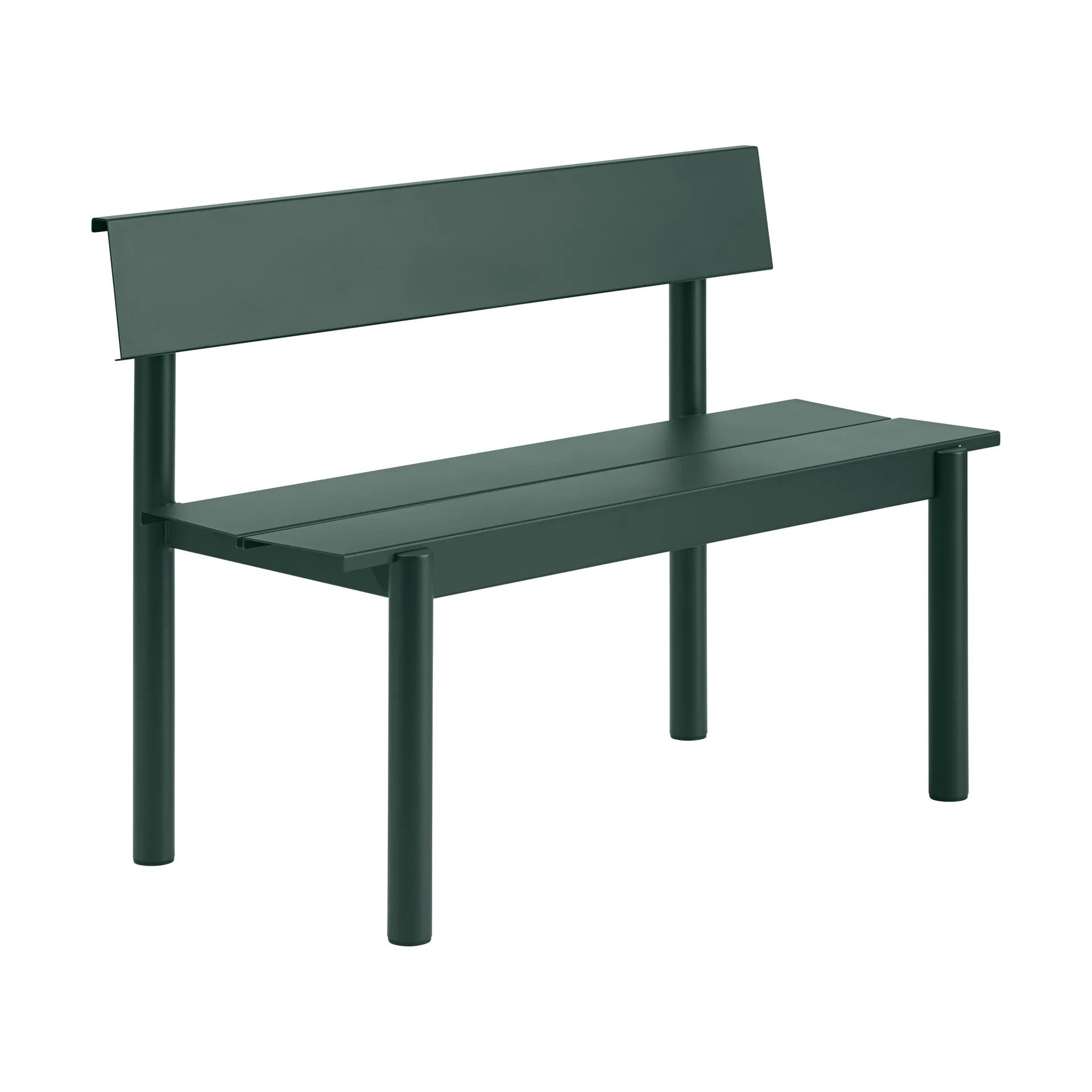 Banco Linear Steel con respaldo, Verde oscuro, 110x34 cm Muuto