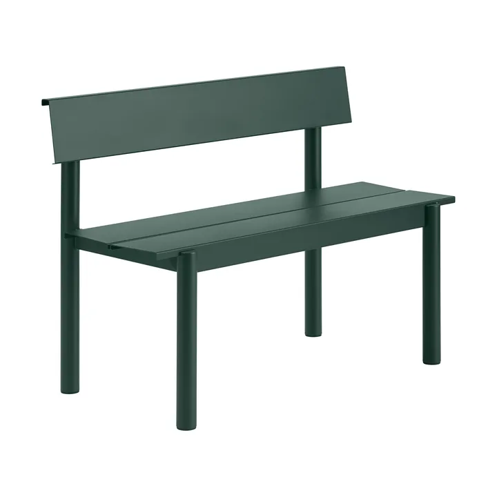 Banco Linear Steel con respaldo - Verde oscuro, 110x34 cm - Muuto