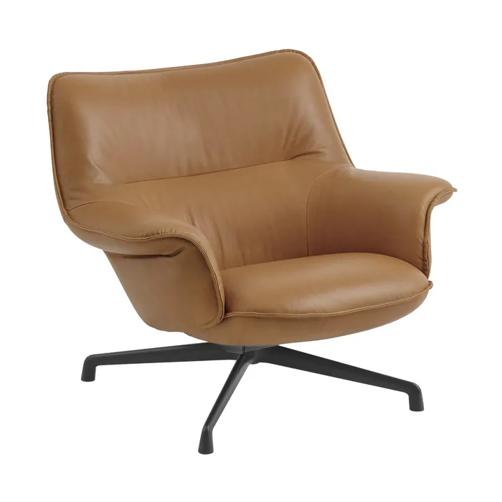 Butaca bajo Doze con base giratoria - Refine leather cognac-black - Muuto