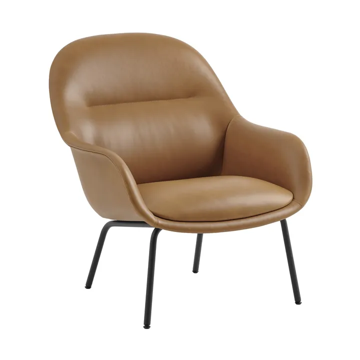 Butaca Lounge Fiber Lounge patas de acero - Refine leather cognac-black - Muuto