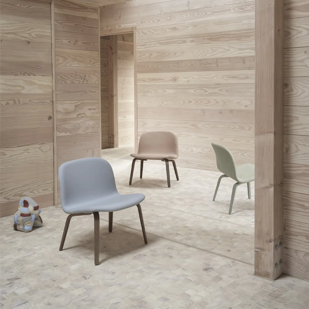 Butaca Lounge Visu asiento tapizado, Fiord 991-Oak Muuto