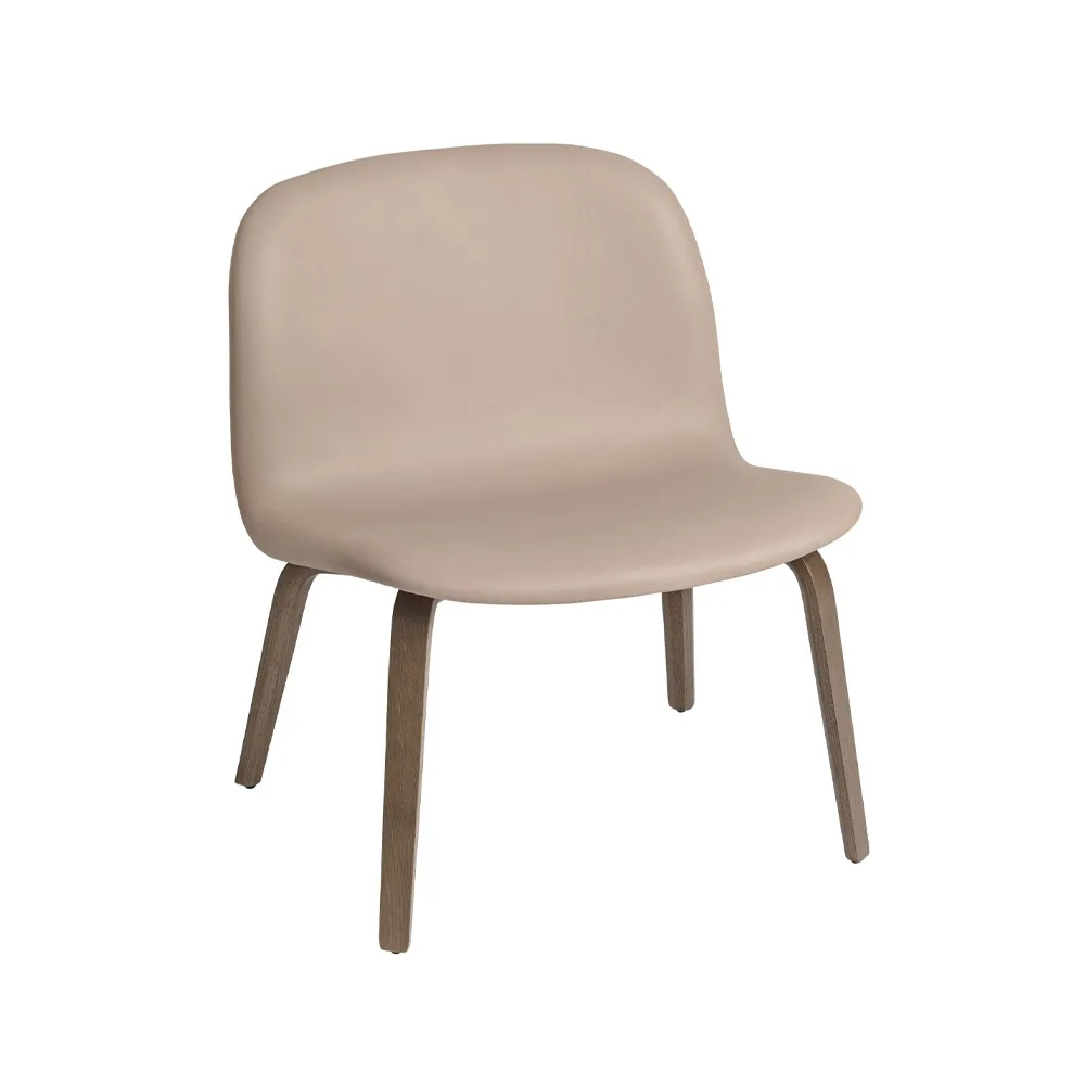 Butaca Lounge Visu asiento tapizado, Refine leather beige-Brown oak Muuto