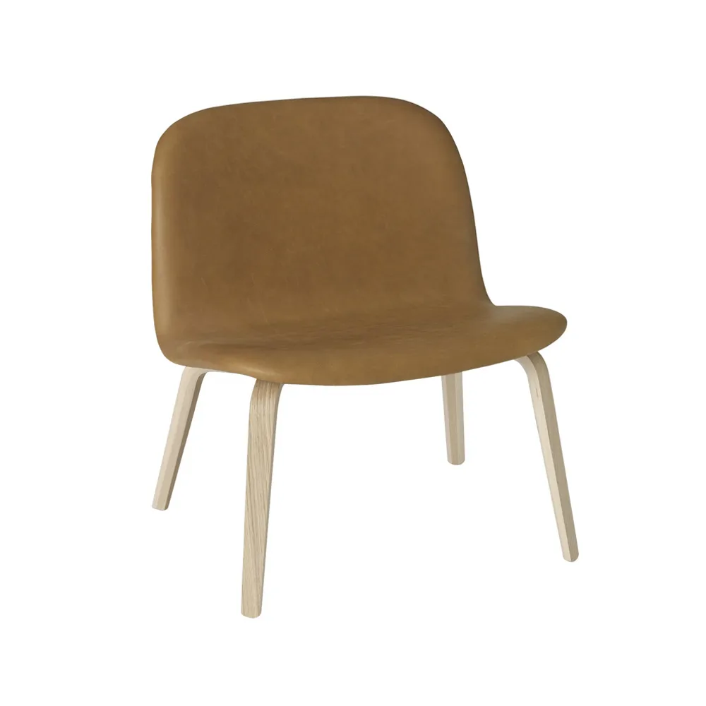 Butaca Lounge Visu asiento tapizado, Refine leather cognac-Oak Muuto