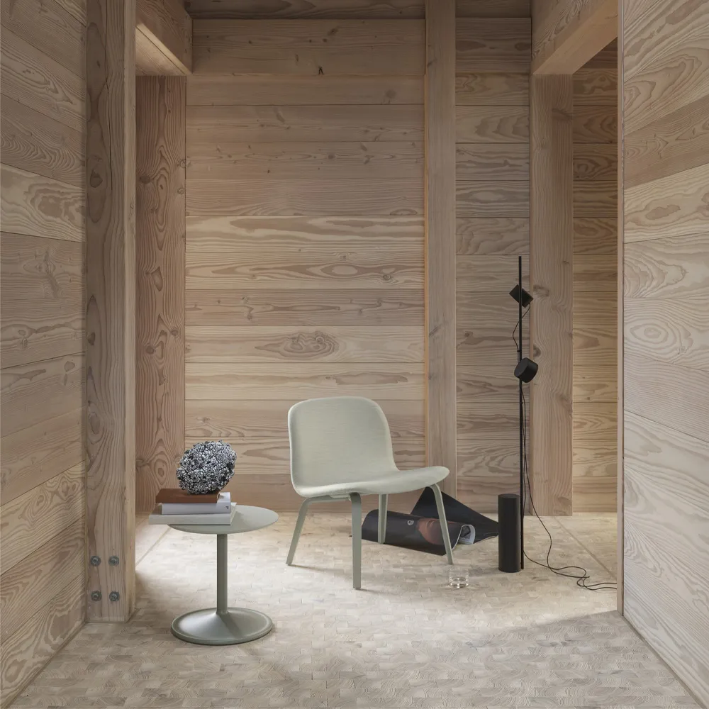 Butaca Lounge Visu asiento tapizado, Steelcut trio 515-Oak Muuto