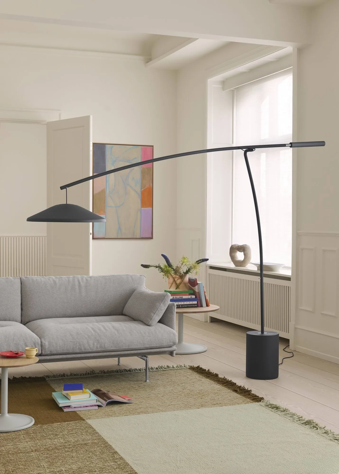 Contra lámpara de pie, Anthracite black-concrete, 188 cm Muuto
