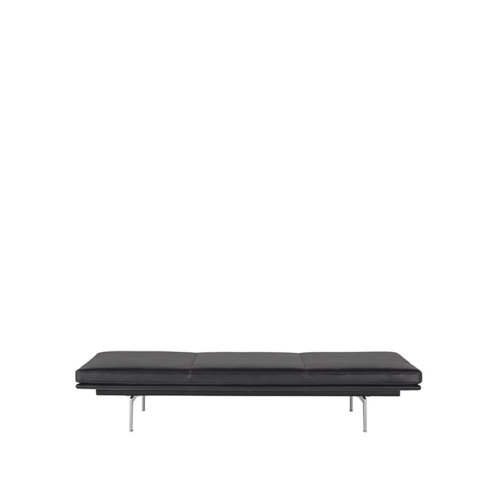 Diván Outline - Refine leather black-Aluminium - Muuto