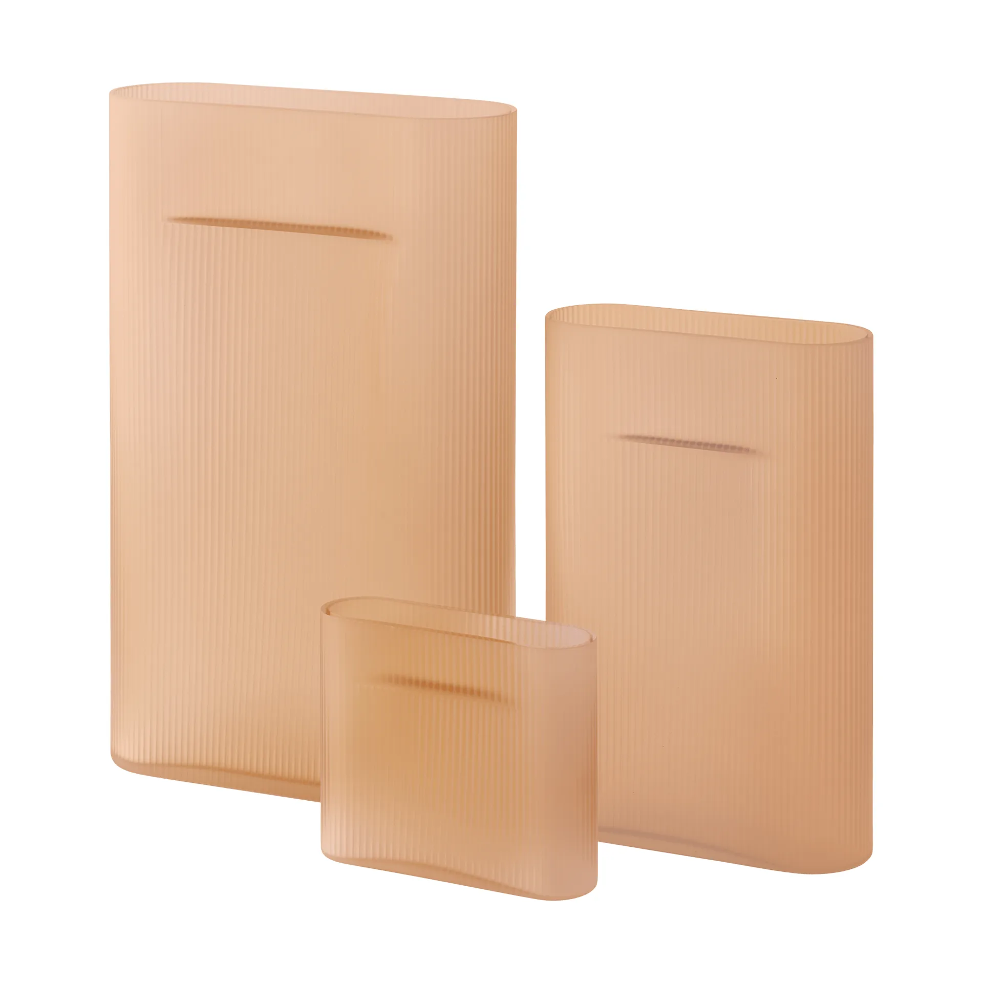 Jarrón Ridge vidrio escarchado 16,5 cm, Naranja claro Muuto