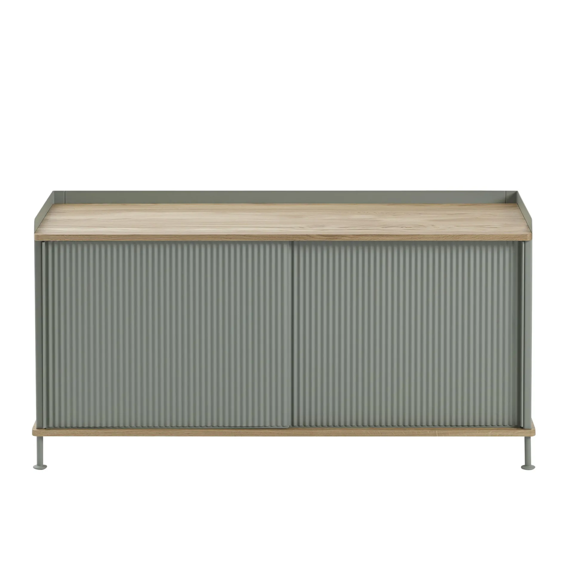 Mesa auxiliar Enfold baja 125x45x63 cm, Oak-Dusty green Muuto