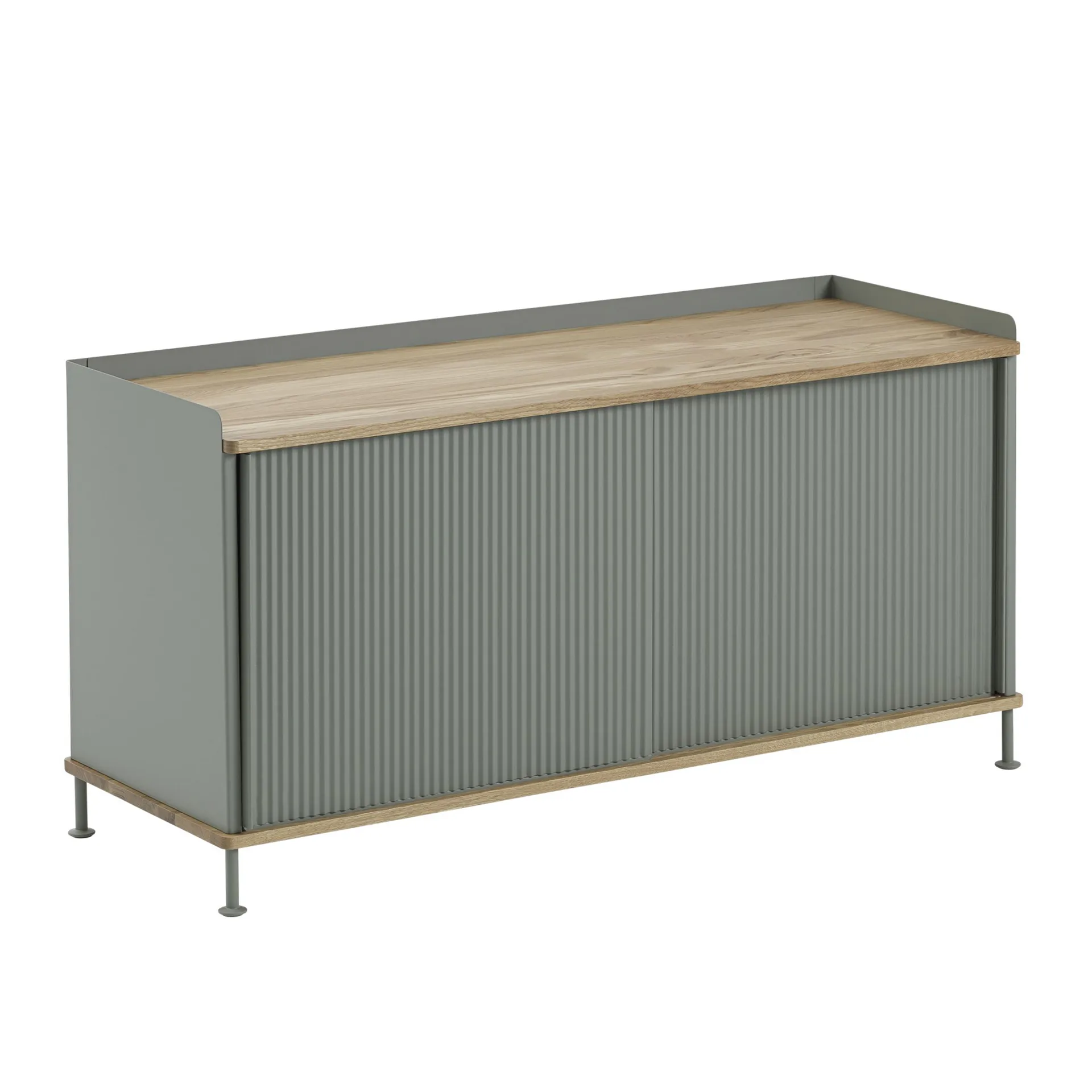 Mesa auxiliar Enfold baja 125x45x63 cm, Oak-Dusty green Muuto