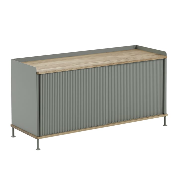 Mesa auxiliar Enfold baja 125x45x63 cm, Oak-Dusty green Muuto