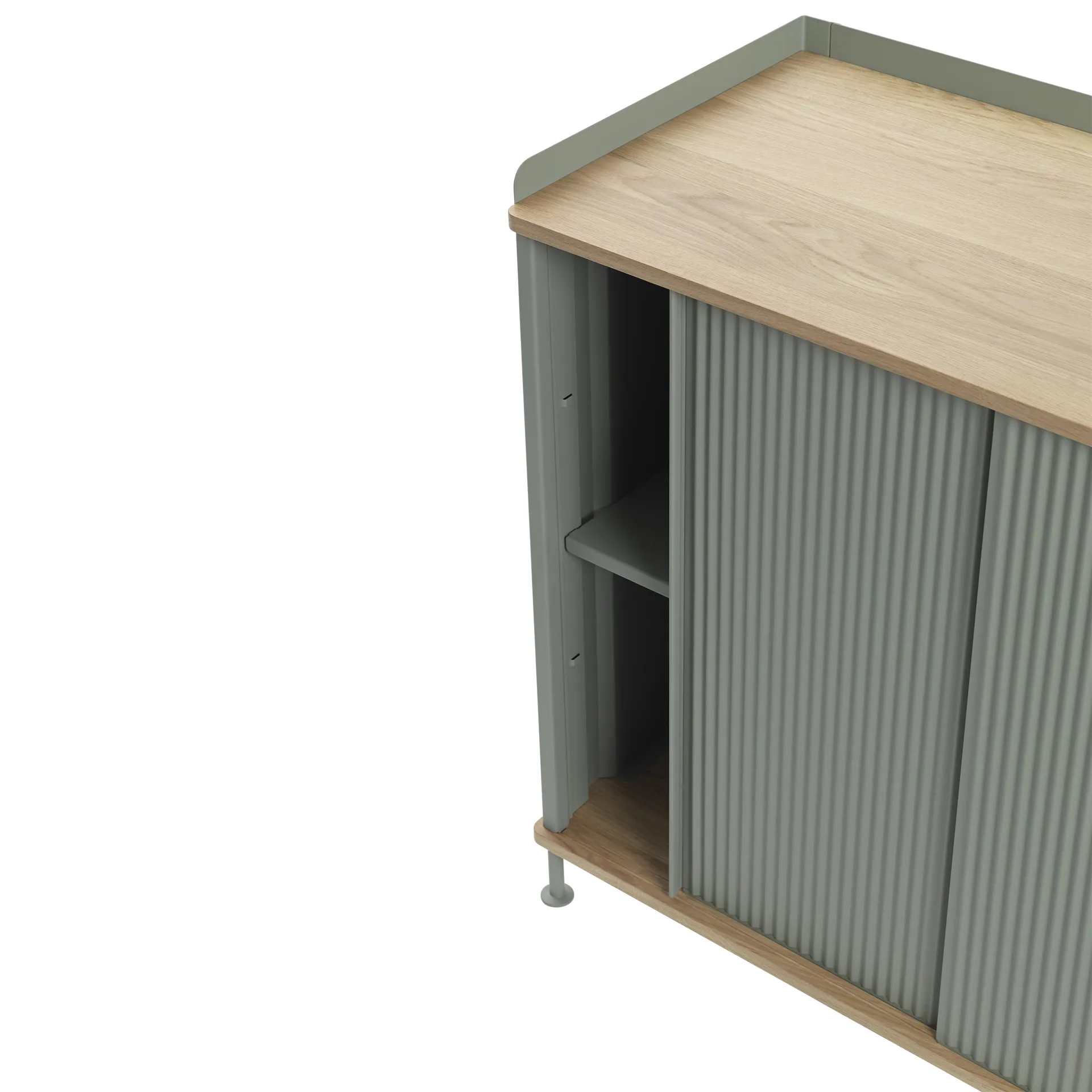 Mesa auxiliar Enfold baja 125x45x63 cm, Oak-Dusty green Muuto