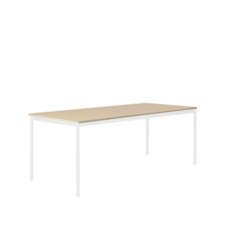 Mesa Base - Oak, base blanca, borde de madera contrachapada, 190x85cm - Muuto