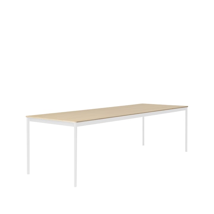 Mesa Base - Oak, base blanca, borde de madera contrachapada, 250x90 cm - Muuto