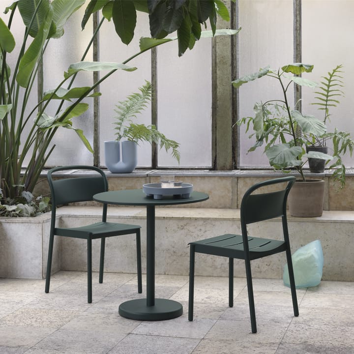 Mesa de acero Linear Ø70 cm, Dark green Muuto