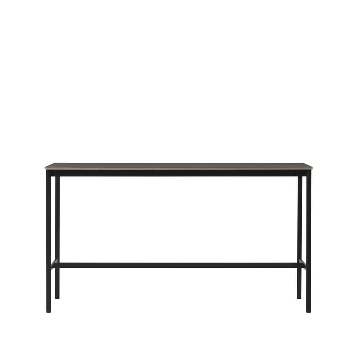 Mesa de bar Base High - Black linoleum, base negra, canto de plywood, ancho50 l190 a105 - Muuto