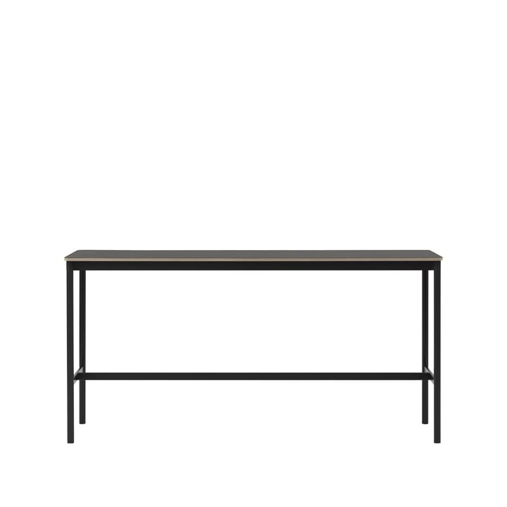 Mesa de bar Base High - Black linoleum, base negra, canto de plywood, ancho50 l190 a95 - Muuto