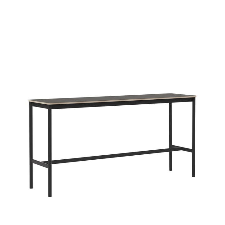 Mesa de bar Base High - Black linoleum, base negra, canto de plywood, ancho50 l190 a95 - Muuto