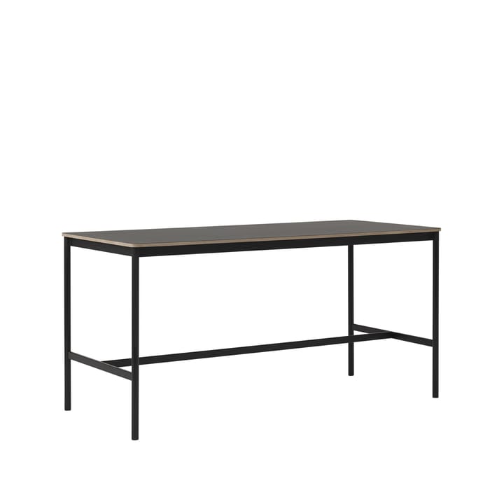 Mesa de bar Base High, Black linoleum, base negra, canto de plywood, ancho85 l190 a95 Muuto