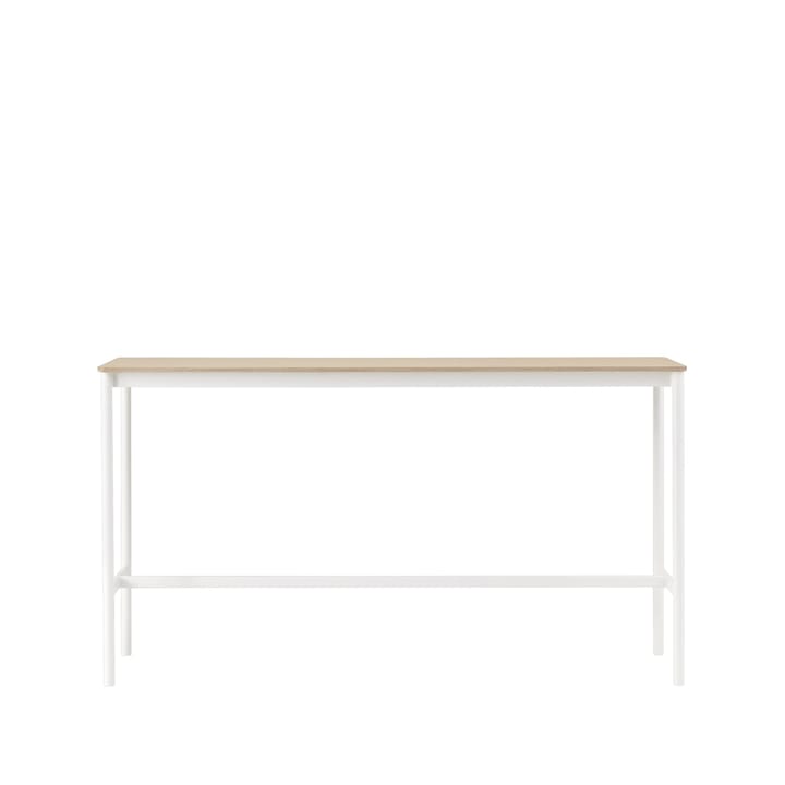 Mesa de bar Base High - Oak, base blanca, borde de madera contrachapada, w50 l190 h105 - Muuto