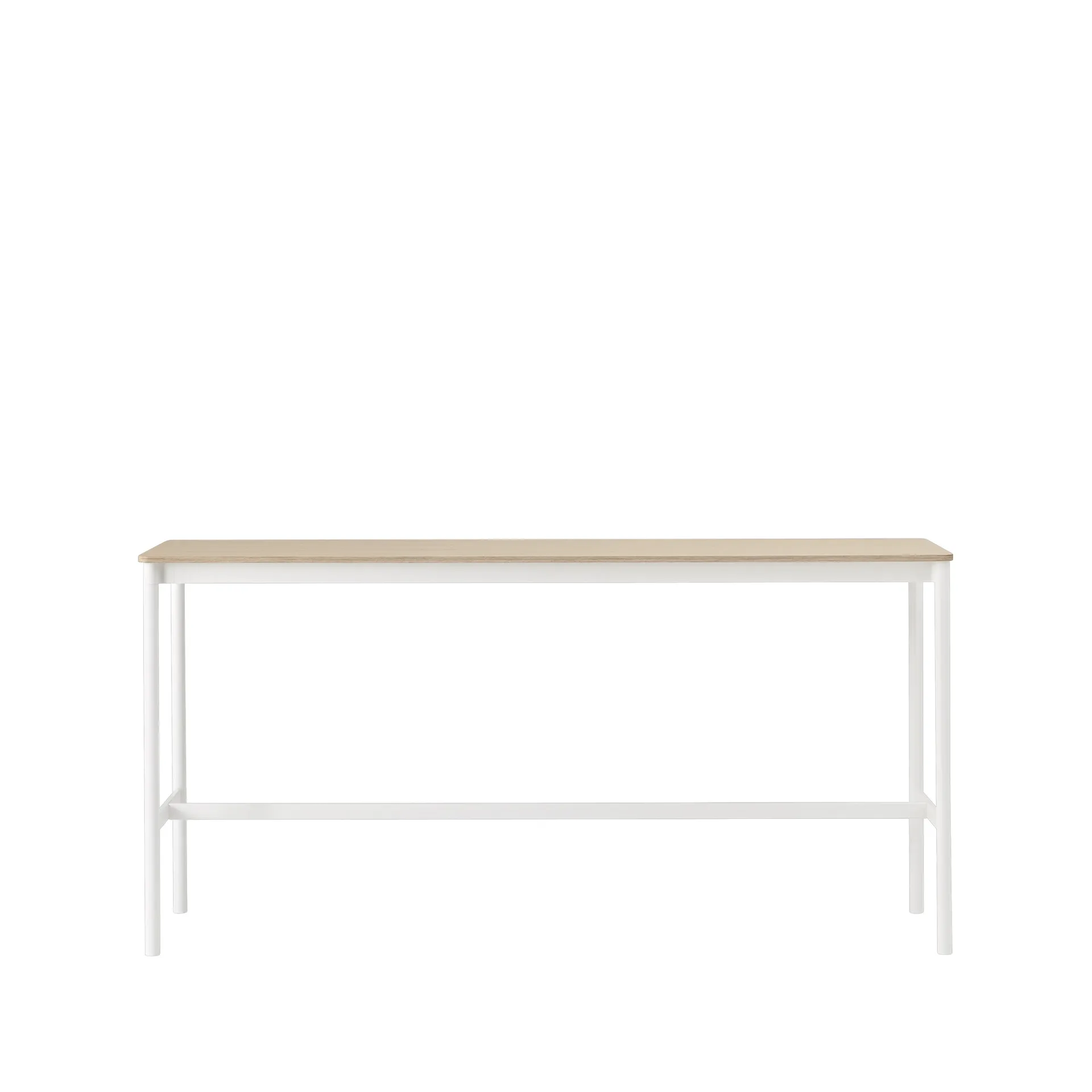 Mesa de bar Base High, Oak, base blanca, borde de madera contrachapada, w50 l190 h95 Muuto