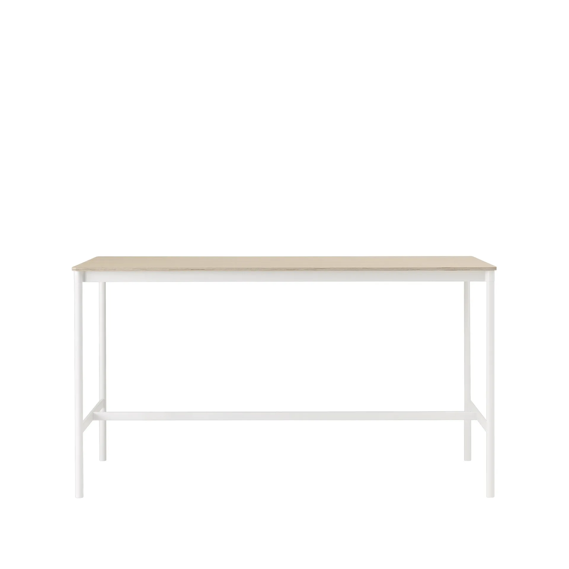 Mesa de bar Base High, Oak, base blanca, borde de madera contrachapada, w85 l190 h105 Muuto