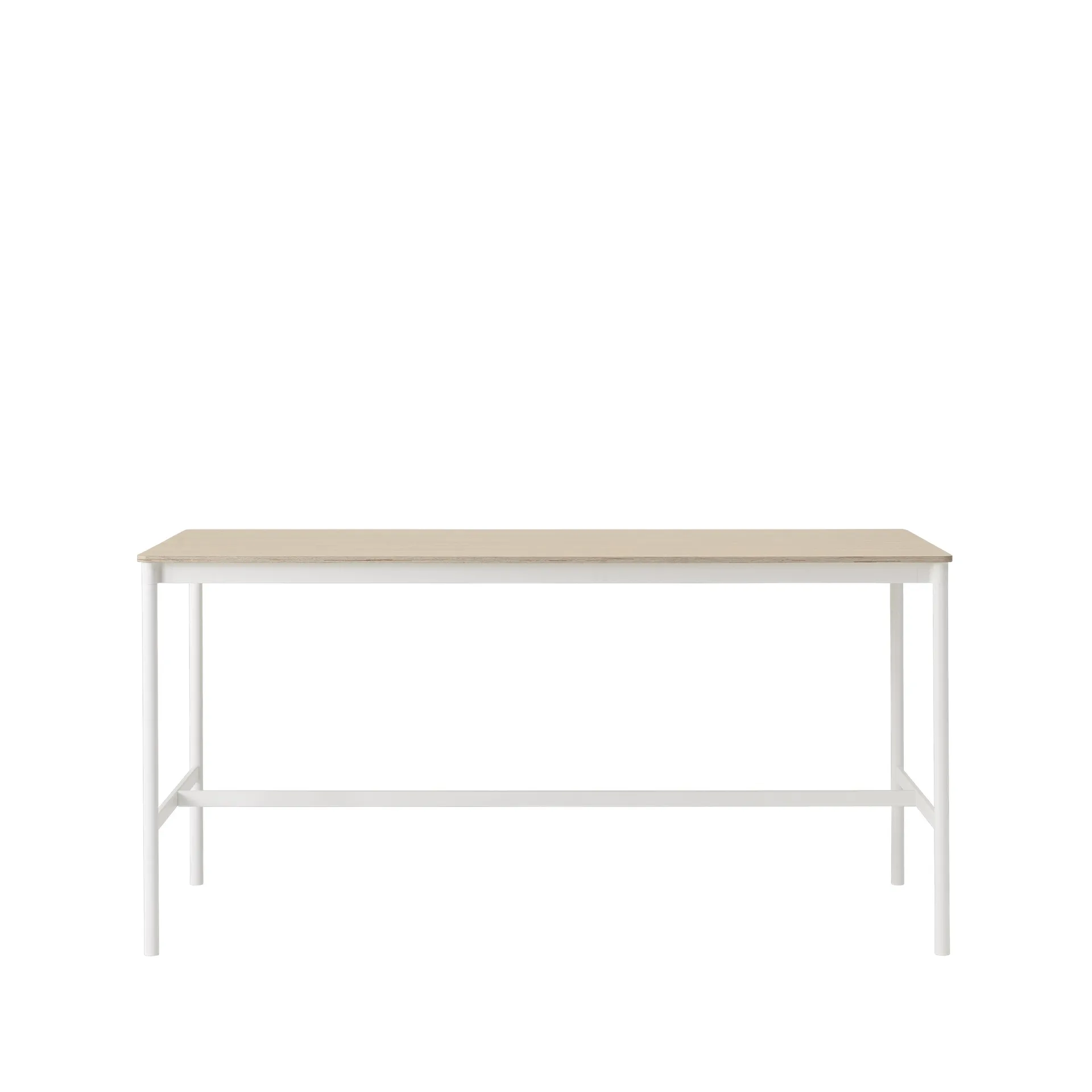 Mesa de bar Base High, Oak, base blanca, borde de madera contrachapada, w85 l190 h95 Muuto