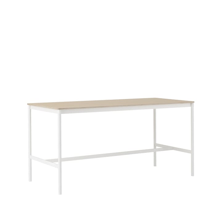 Mesa de bar Base High, Oak, base blanca, borde de madera contrachapada, w85 l190 h95 Muuto