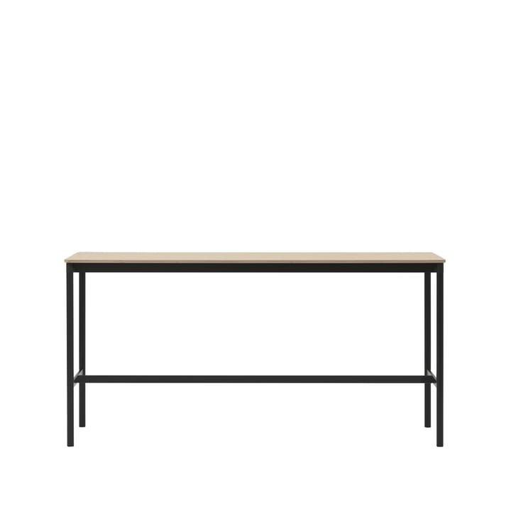 Mesa de bar Base High - Oak, base negra, borde de madera contrachapada, w50 l190 h95 - Muuto