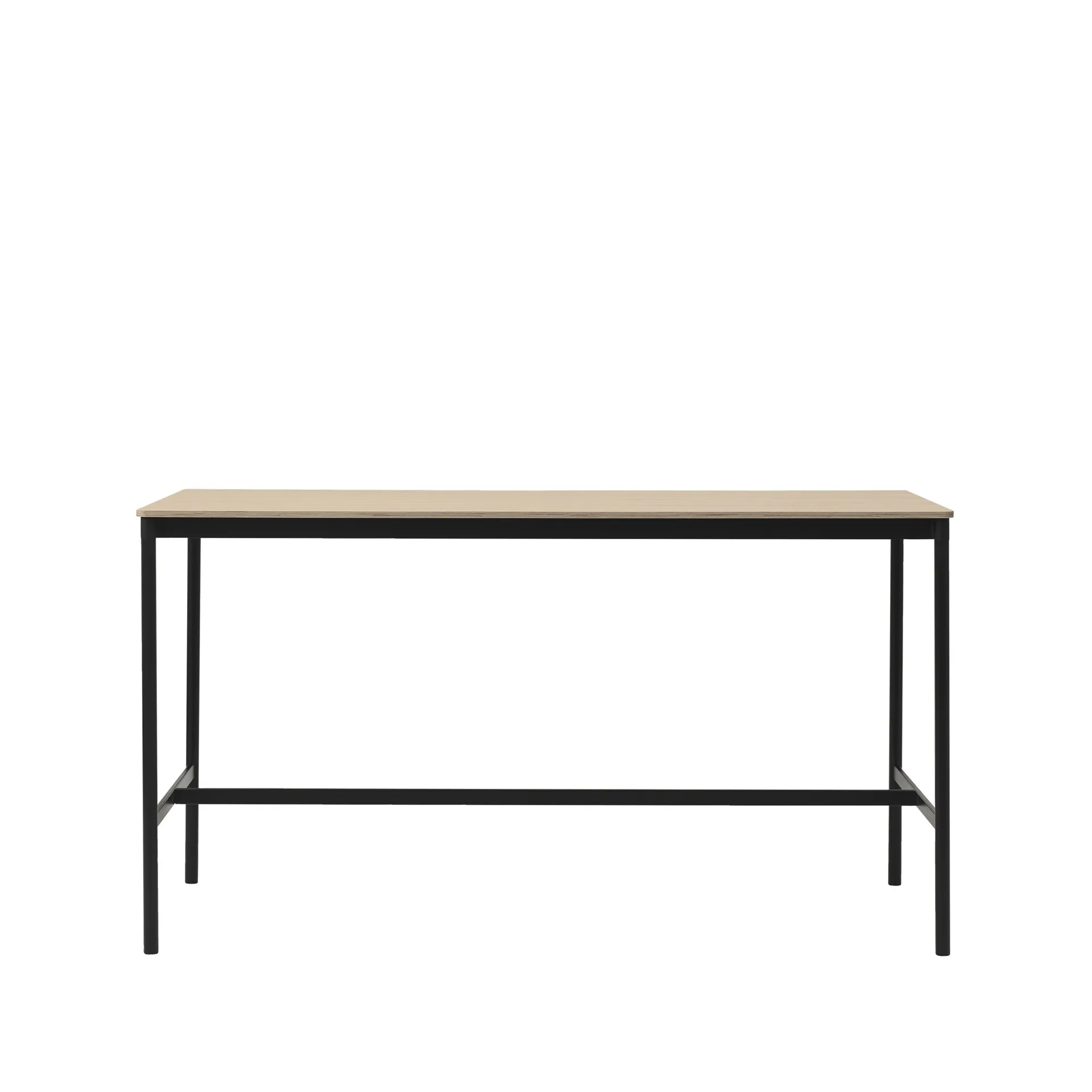 Mesa de bar Base High, Oak, base negra, borde de madera contrachapada, w85 l190 h105 Muuto