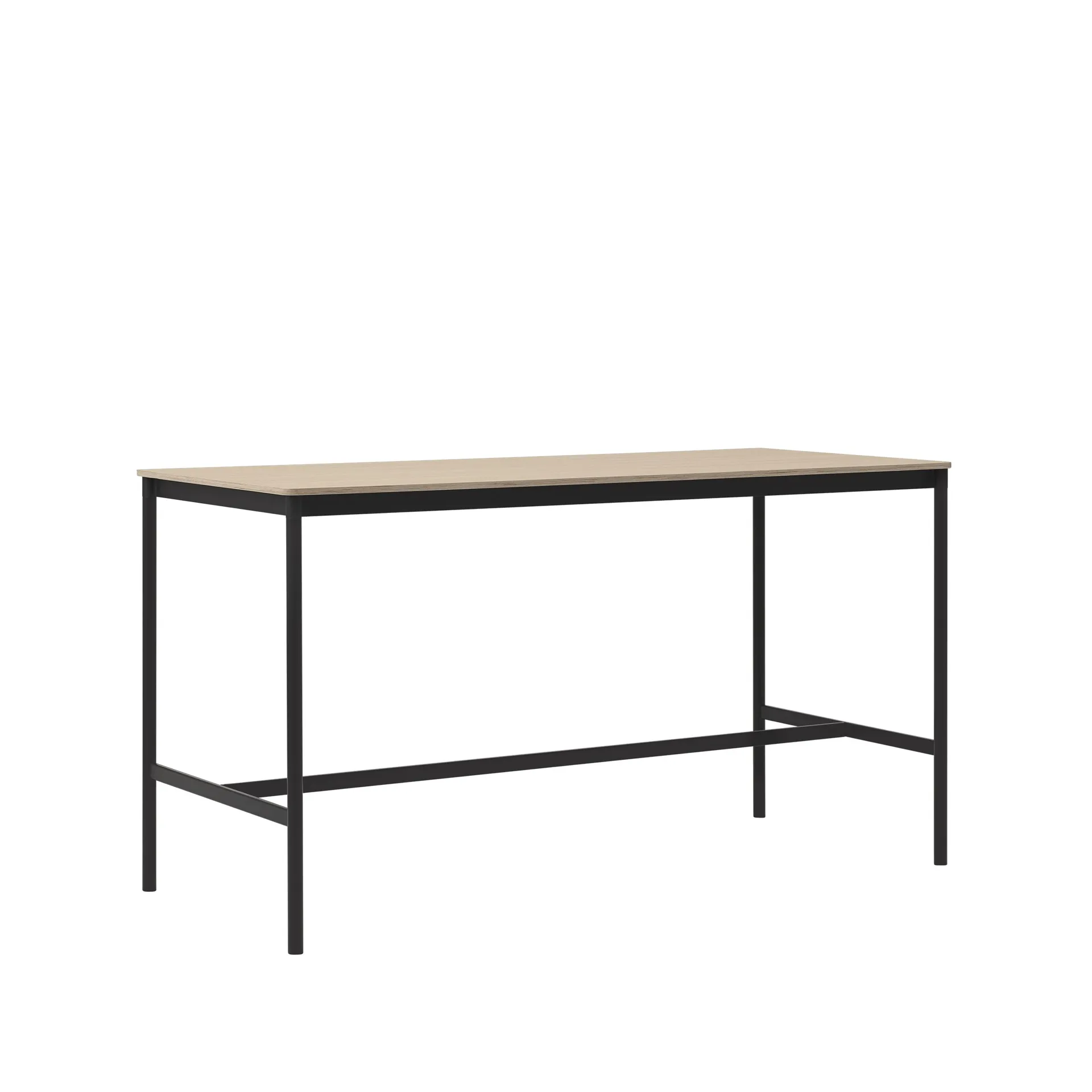 Mesa de bar Base High, Oak, base negra, borde de madera contrachapada, w85 l190 h105 Muuto