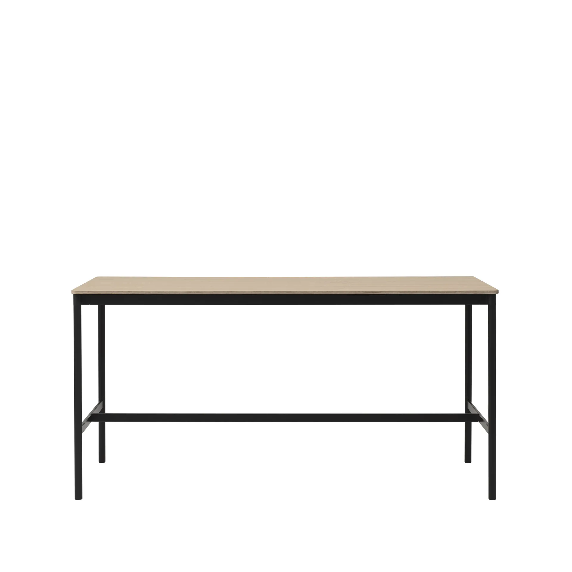 Mesa de bar Base High, Oak, base negra, borde de madera contrachapada, w85 l190 h95 Muuto