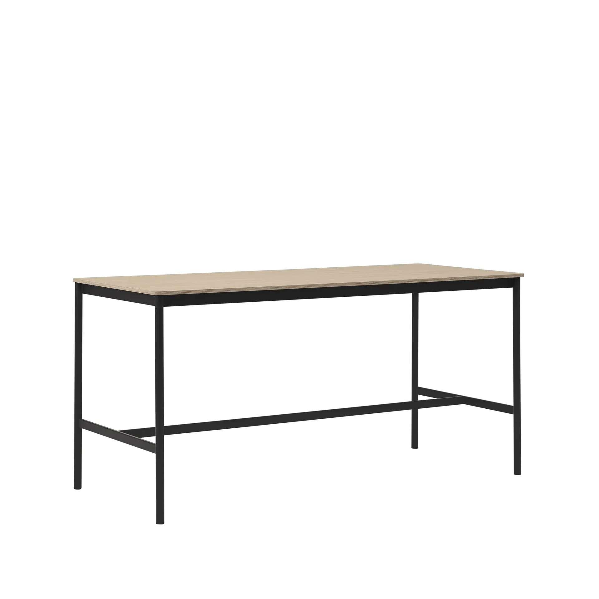 Mesa de bar Base High, Oak, base negra, borde de madera contrachapada, w85 l190 h95 Muuto