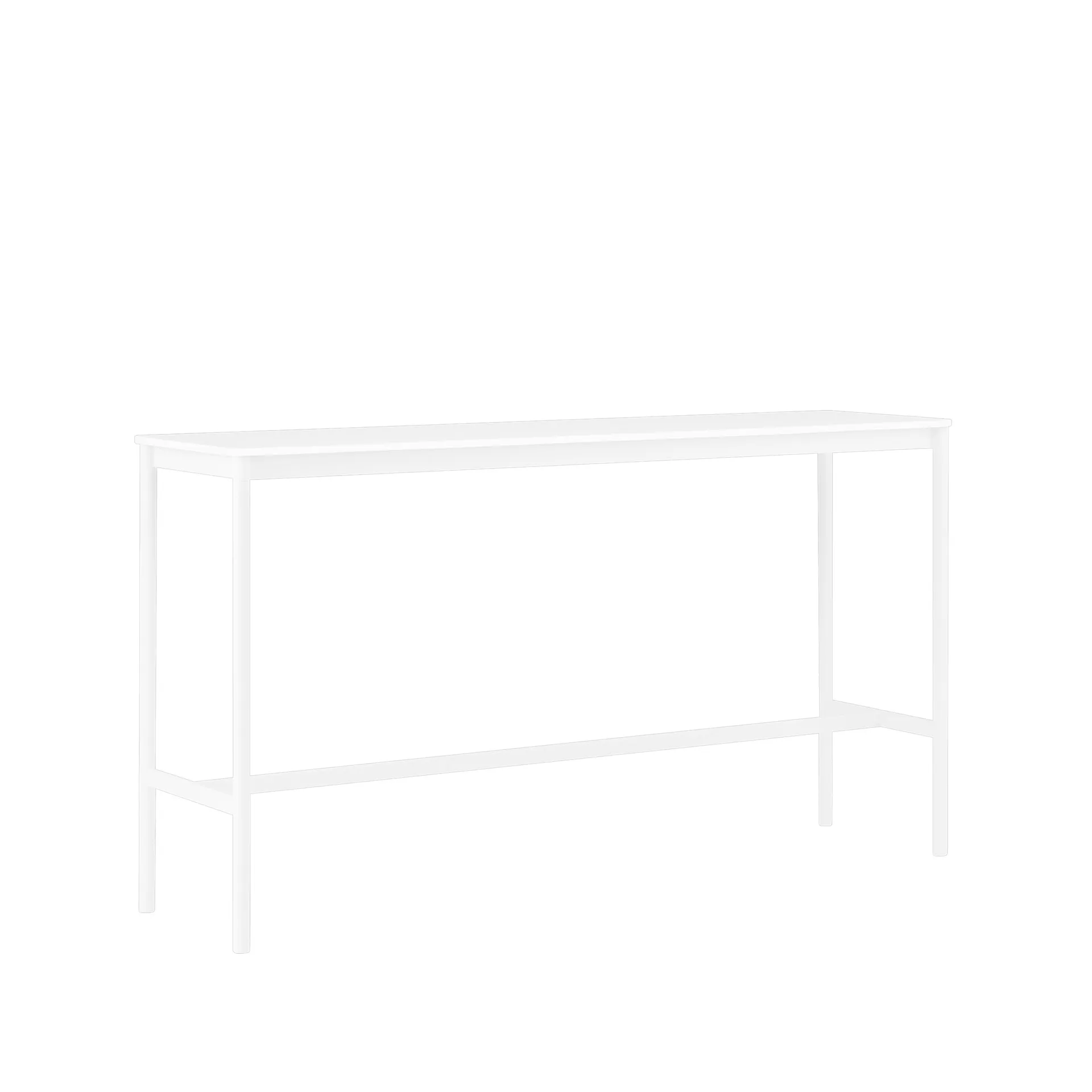 Mesa de bar Base High, White laminate, base blanca, borde de abs, w50 l190 h105 Muuto