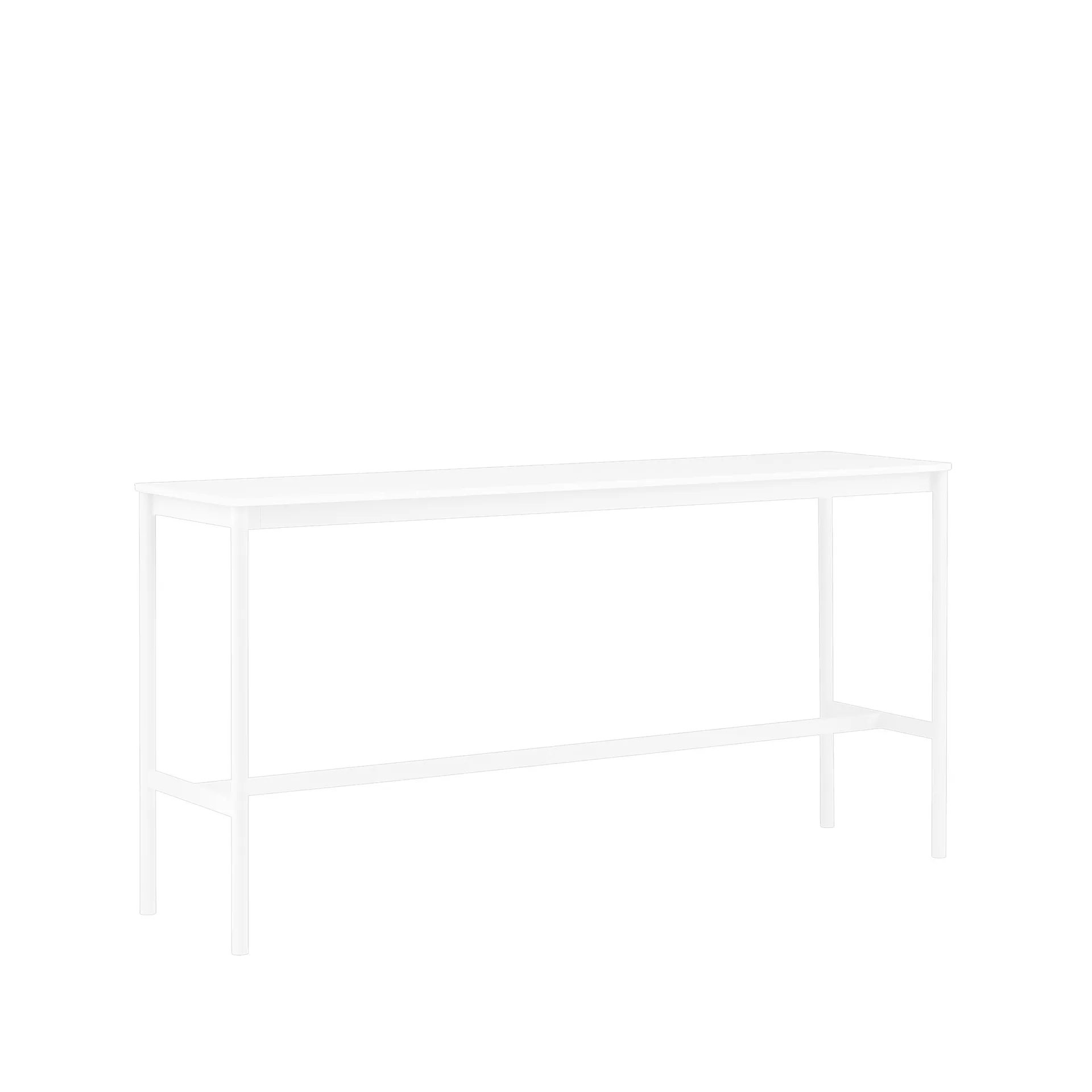 Mesa de bar Base High, White laminate, base blanca, borde de abs, w50 l190 h95 Muuto