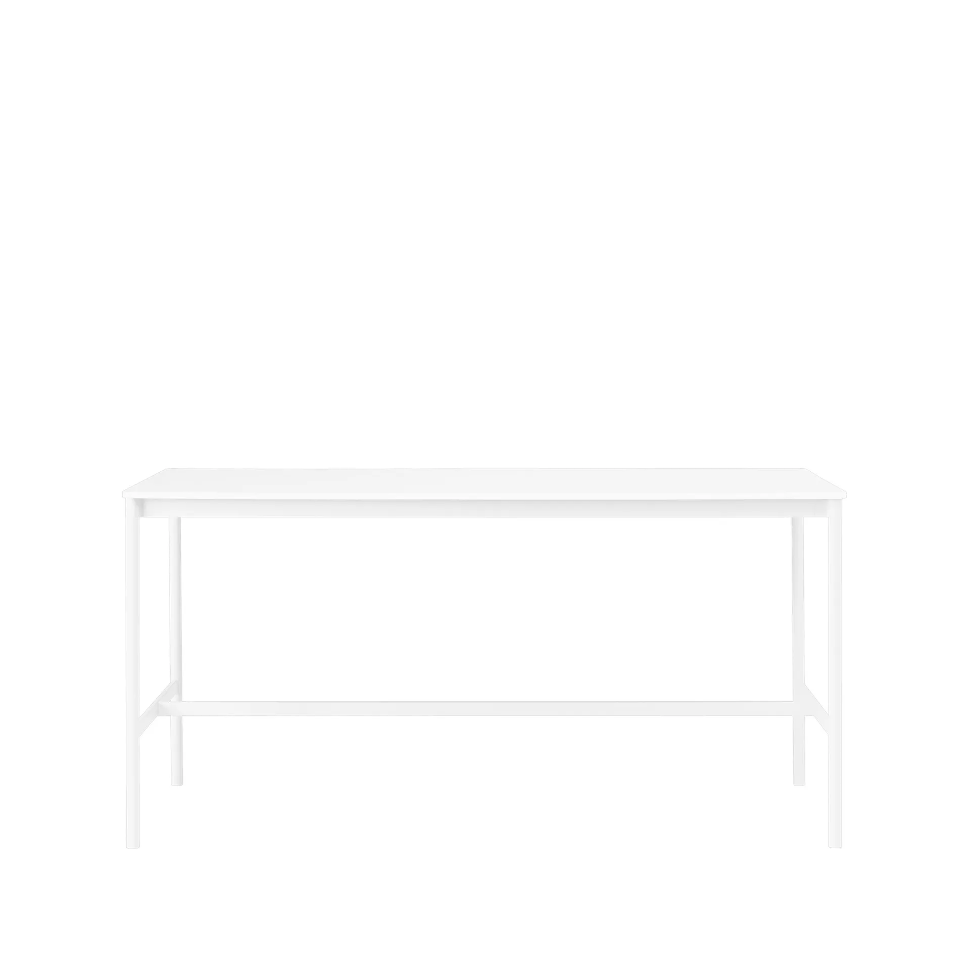 Mesa de bar Base High, White laminate, base blanca, borde de abs, w85 l190 h95 Muuto