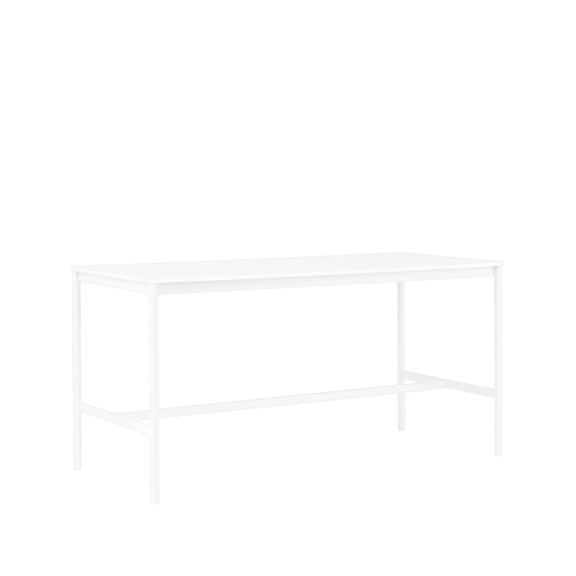 Mesa de bar Base High, White laminate, base blanca, borde de abs, w85 l190 h95 Muuto