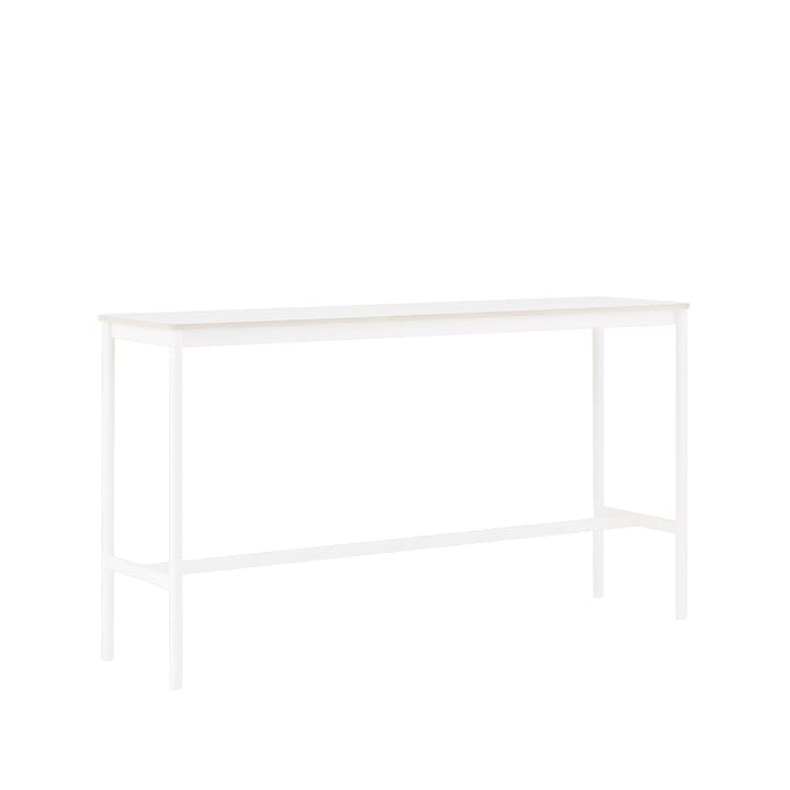 Mesa de bar Base High, White laminate, base blanca, borde de madera contrachapada, w50 l190 h105 Muuto