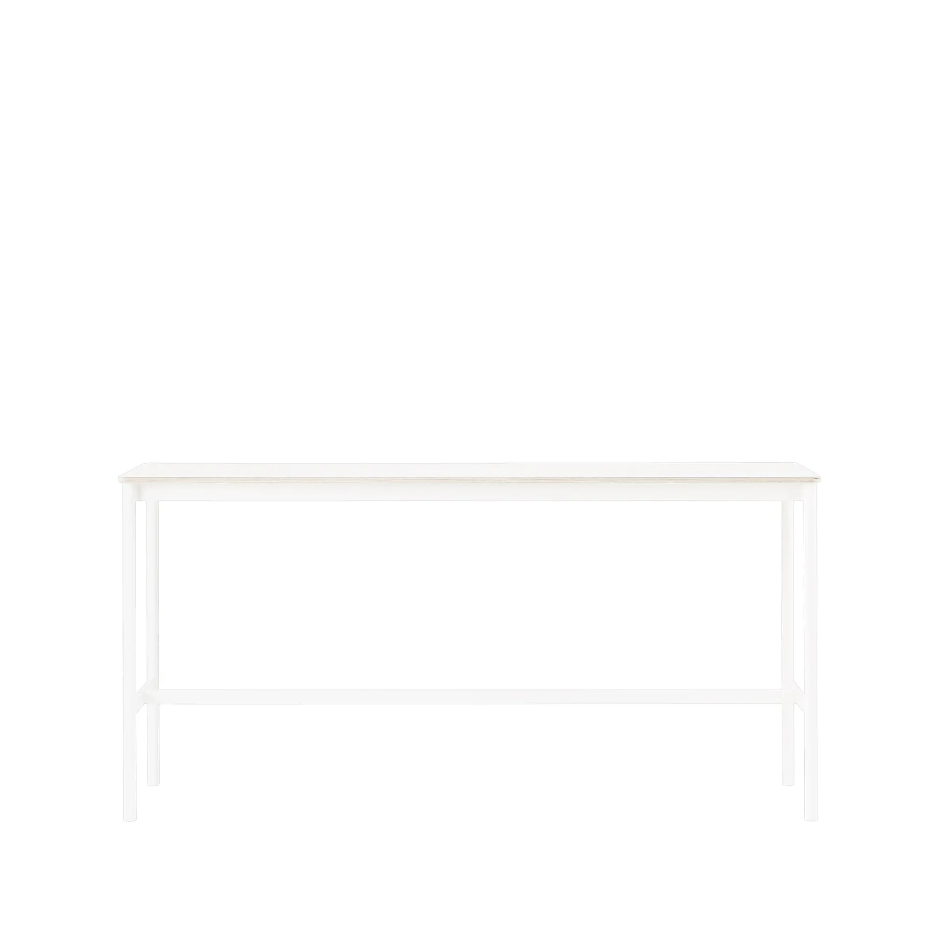 Mesa de bar Base High, White laminate, base blanca, borde de madera contrachapada, w50 l190 h95 Muuto