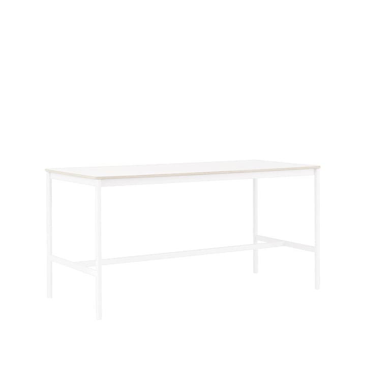 Mesa de bar Base High, White laminate, base blanca, borde de madera contrachapada, w85 l190 h95 Muuto