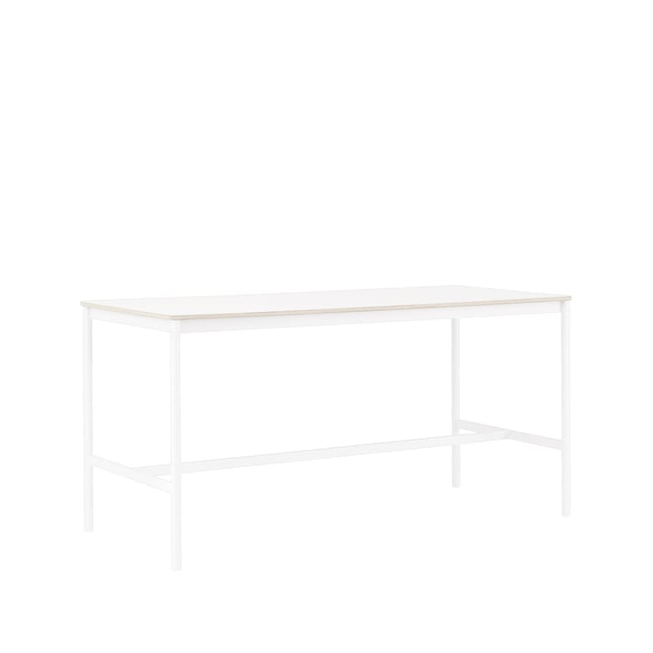 Mesa de bar Base High - White laminate, base blanca, borde de madera contrachapada, w85 l190 h95 - Muuto