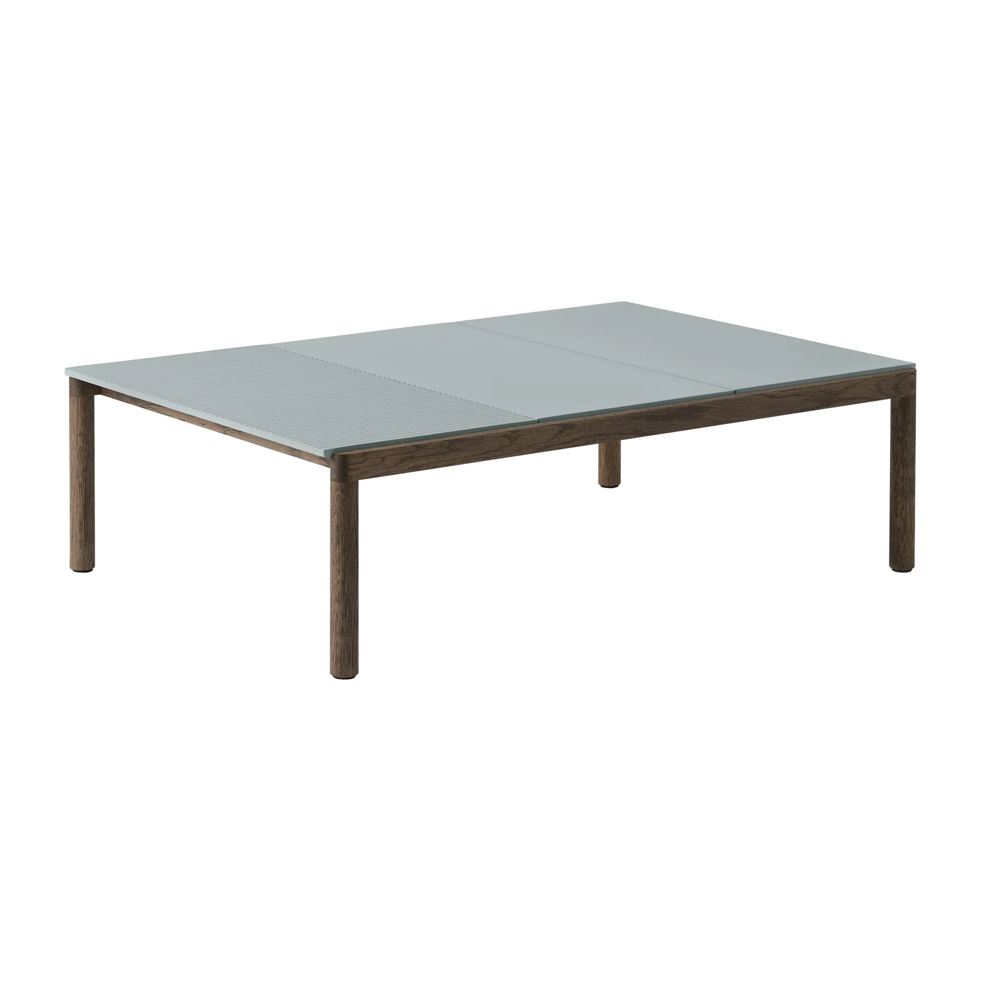 Mesa de centro Couple 2 Plain-1 Wavy 120x84x35 cm, Pale blue-dark oiled oak Muuto