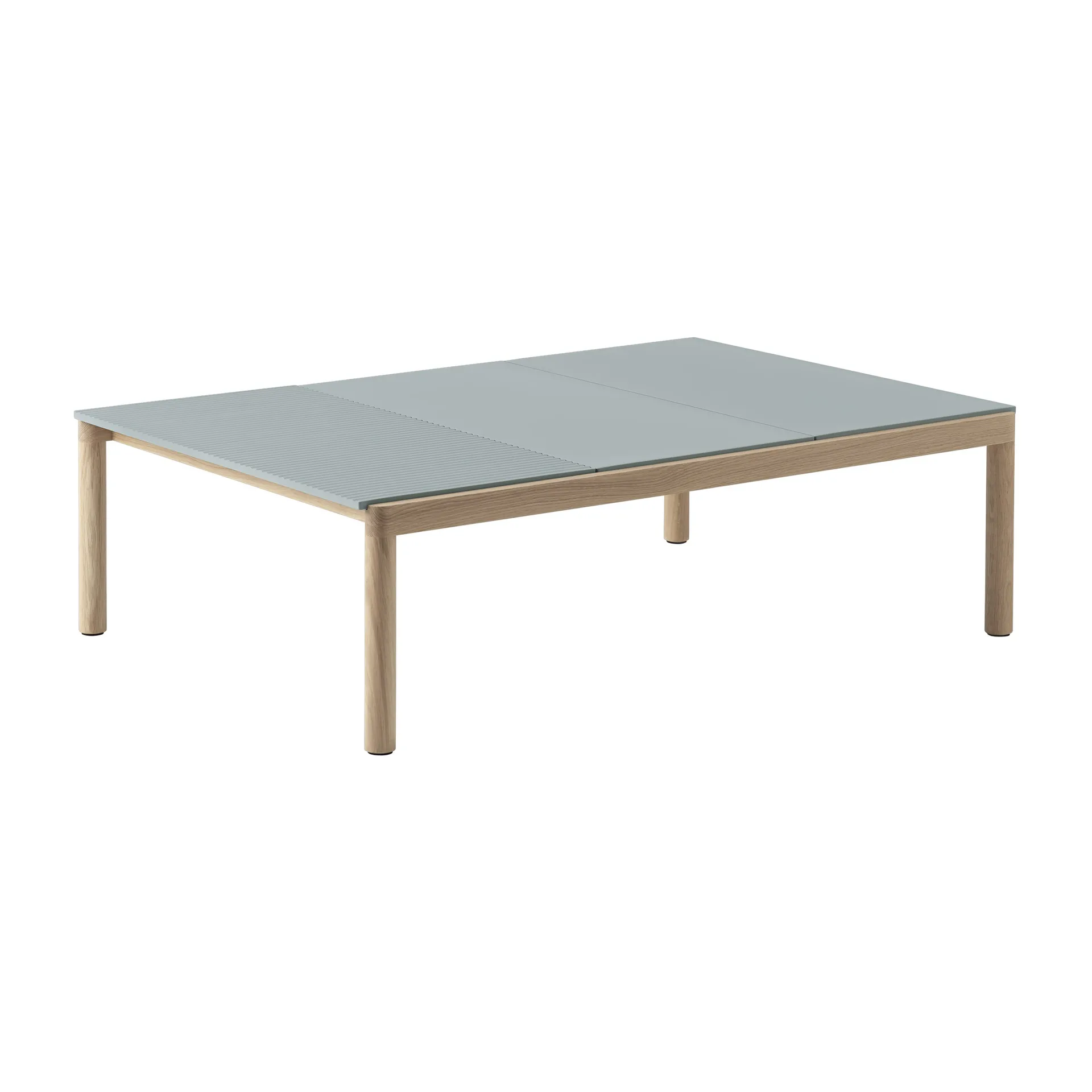 Mesa de centro Couple 2 Plain-1 Wavy 120x84x35 cm, Pale blue-oak Muuto
