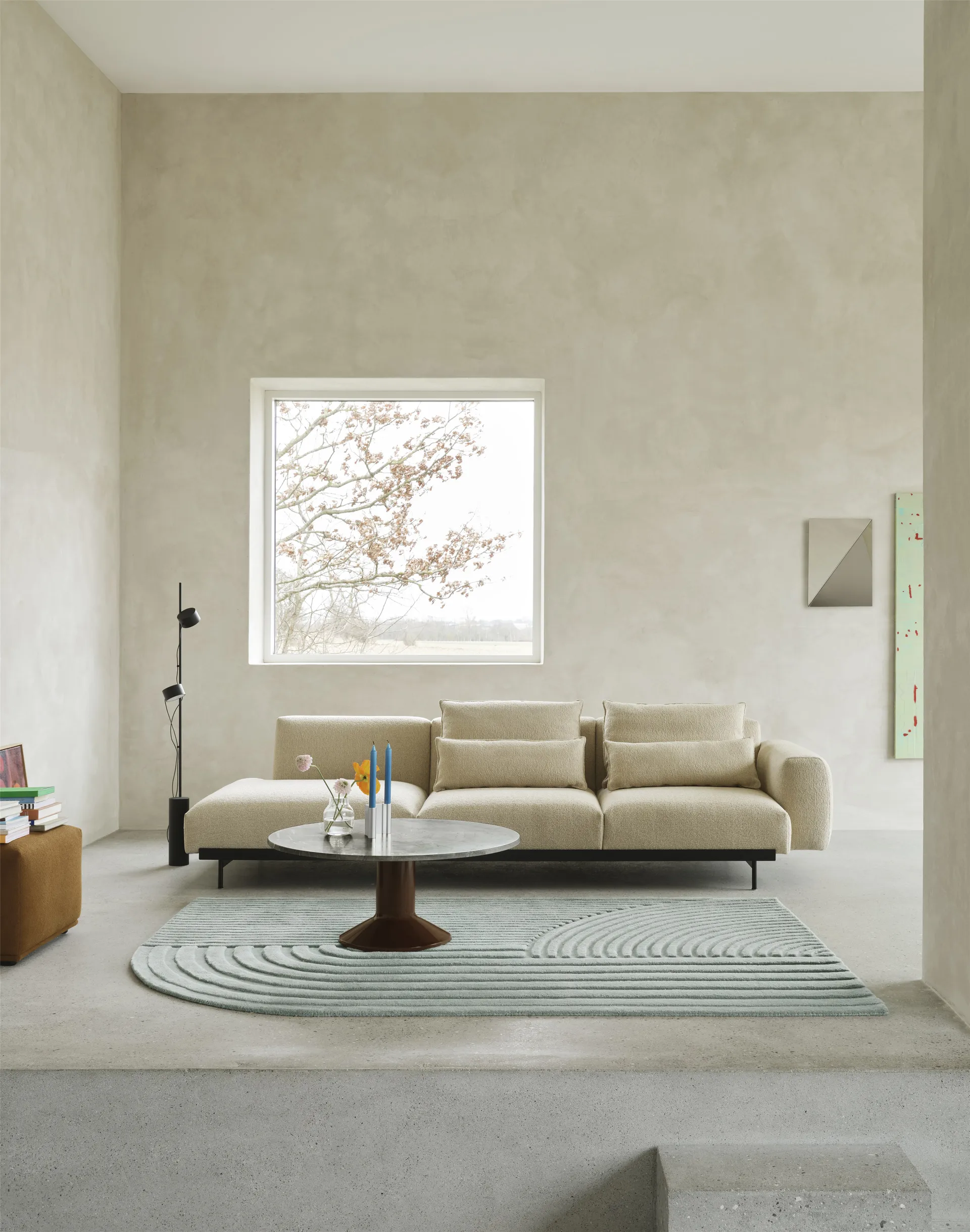 Mesa de centro Midst, Grey marble-dark red, Ø90 cm Muuto