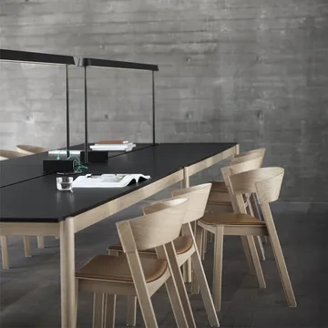 Mesa Linear System 142x240 cm - White laminate-White ABS-Oak - Muuto