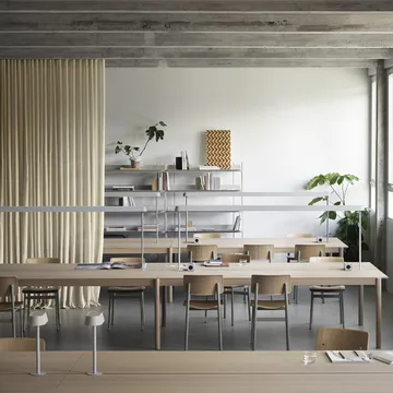 Mesa Linear System 142x240 cm - White laminate-White ABS-Oak - Muuto